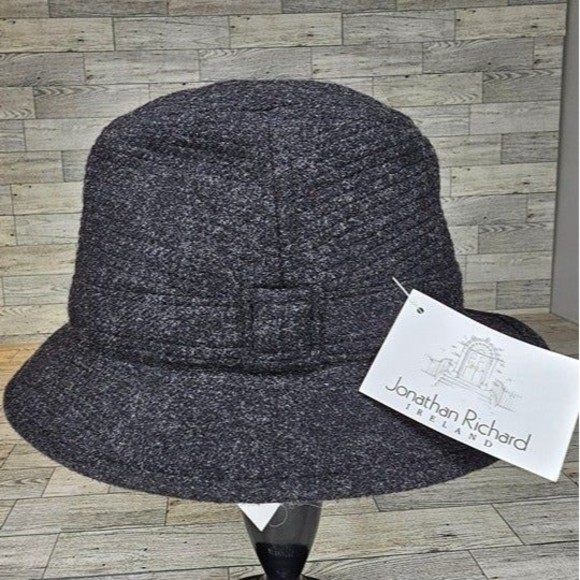NWT Jonathan Richards Dark Grey Tweed Bucket Hat Size 6 5/8/54 100% Wool - Picture 1 of 11